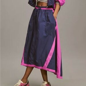 Daily Practice XS Nylon Midi Maxi Skirt ~ Elastic Waist Cinch Hem Anthropologie